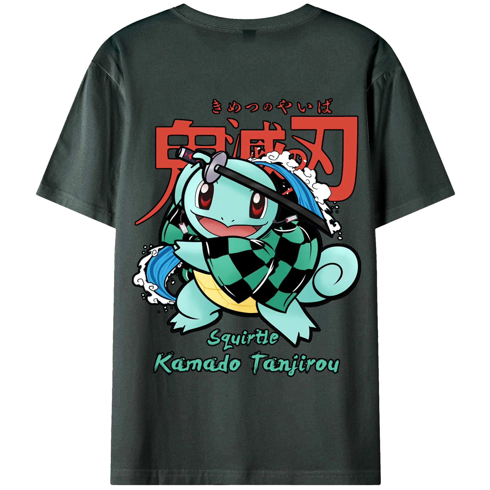 （画像用） 鬼滅の刃 竈門 炭治郎／かまど たんじろう Kamado Tanjirou 綿100％ メンズ半袖Tシャツ（バックプリント） 通気性